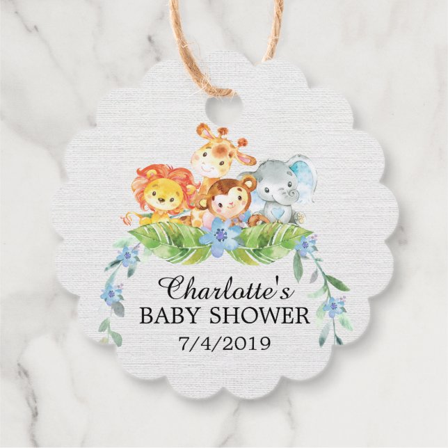 Étiquettes Cadeau Balise de cadeaux Sweet Safari Animaux Baby shower (Dos)