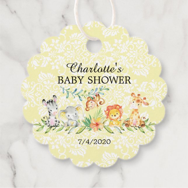 Étiquettes Cadeau Balise de cadeaux Sweet Safari Animaux Baby shower (Dos)