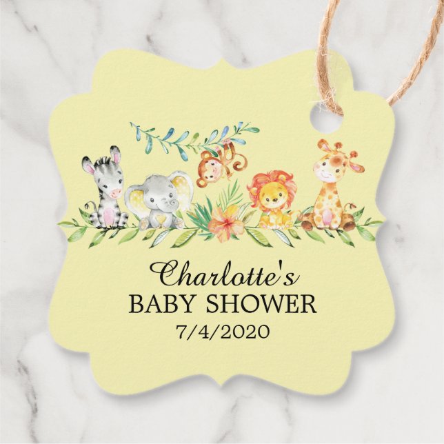 Étiquettes Cadeau Balise de cadeaux Sweet Safari Animaux Baby shower (Dos)