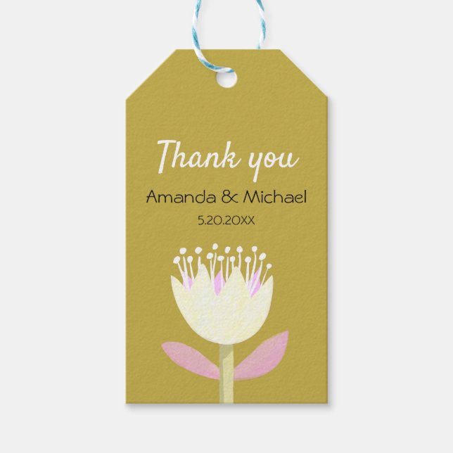 Étiquettes-cadeau Balise de faveur de mariage floral (Devant)