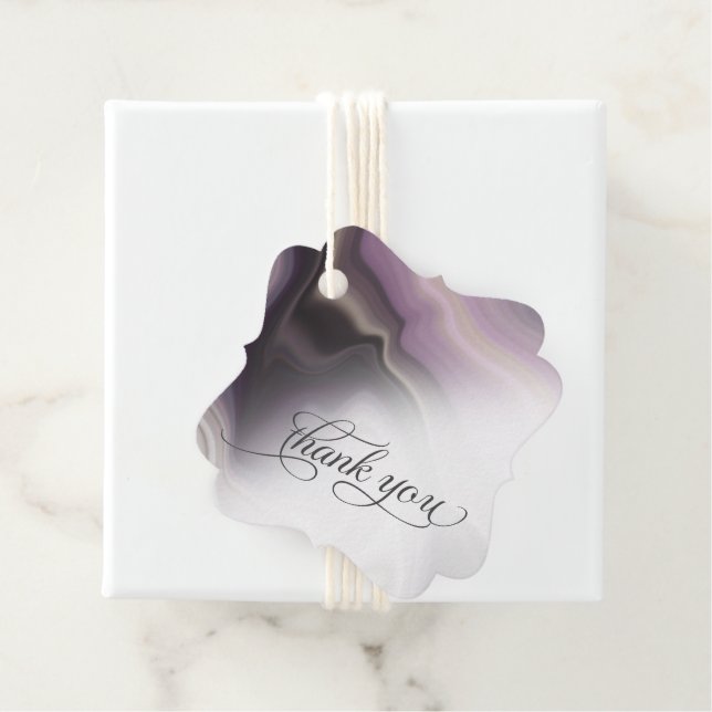 Étiquettes Cadeau BALISE DE FAVEUR | Plum de marbre doux pourpre (En situation)