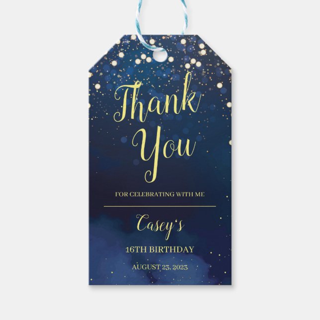 Étiquettes-cadeau Balise de fête d'anniversaire étoilée Favoriser (Devant)