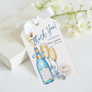 Étiquettes-cadeau Balise de Fête des mariées Champagne Bleu Merci Fa