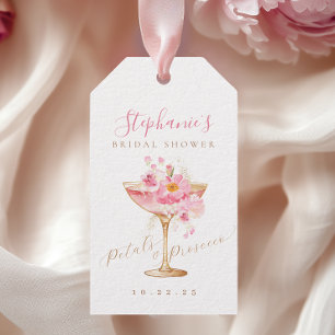 Étiquettes-cadeau Balise de Fête des mariées Pétales d'or rose