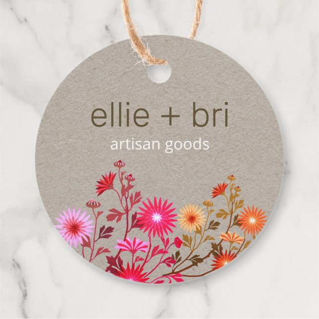 Étiquettes Cadeau Balise de hachage floral Boho Small Business perso (Dos)