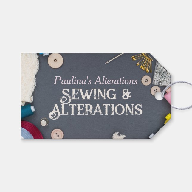 Étiquettes-cadeau Balise de hachage Seamstress Services de couture (Devant (Horizontal))