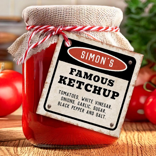Étiquettes Cadeau Balise de ketchup à la tomate rouillée (Créateur téléchargé)