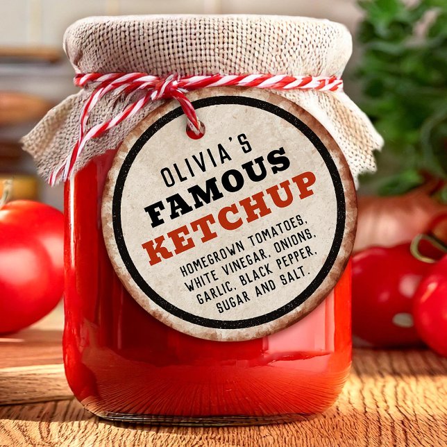 Étiquettes Cadeau Balise de ketchup à la tomate rouillée (Créateur téléchargé)