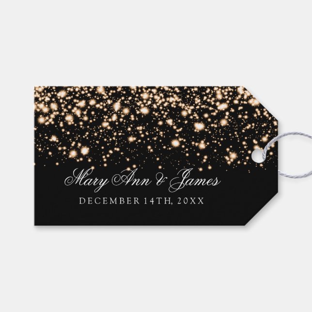 Étiquettes-cadeau Balise de mariage favori Gold Midnight Glam (Devant (Horizontal))