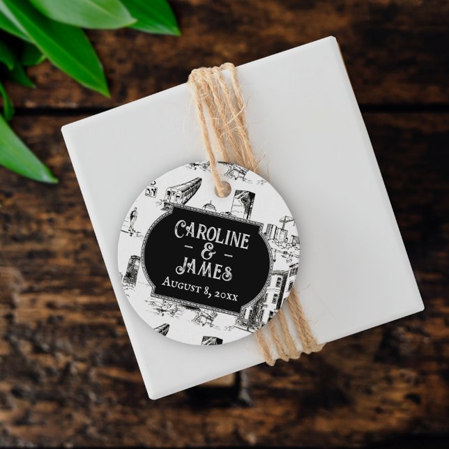 Étiquettes Cadeau Balise de mariage personnalisée de Boston Toile (Créateur téléchargé)