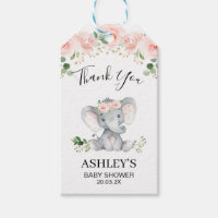 Balise de Merci Baby shower d'éléphant rose