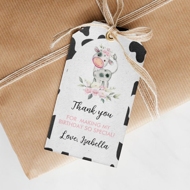 Étiquettes-cadeau Balise de Merci d'anniversaire de la vache sainte (Créateur téléchargé)
