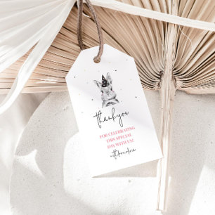 Étiquettes-cadeau Balise de Merci d'anniversaire de lapin de fille