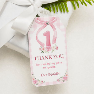 Étiquettes-cadeau Balise de Merci d'anniversaire des vaches roses