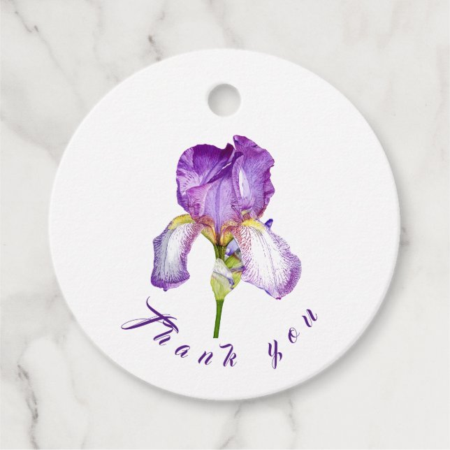 Étiquettes Cadeau Balise de Merci d'art botanique Iris violet clair (Devant)