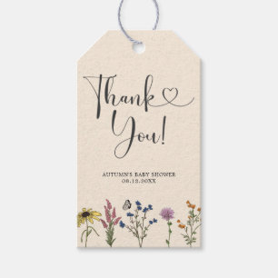 Étiquettes-cadeau Balise de Merci de Baby shower Fleur sauvage vinta
