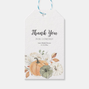Étiquettes-cadeau Balise de Merci de Citrouille Floral Blanc