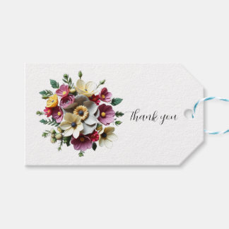 Étiquettes-cadeau Balise de Merci de conception florale 3D