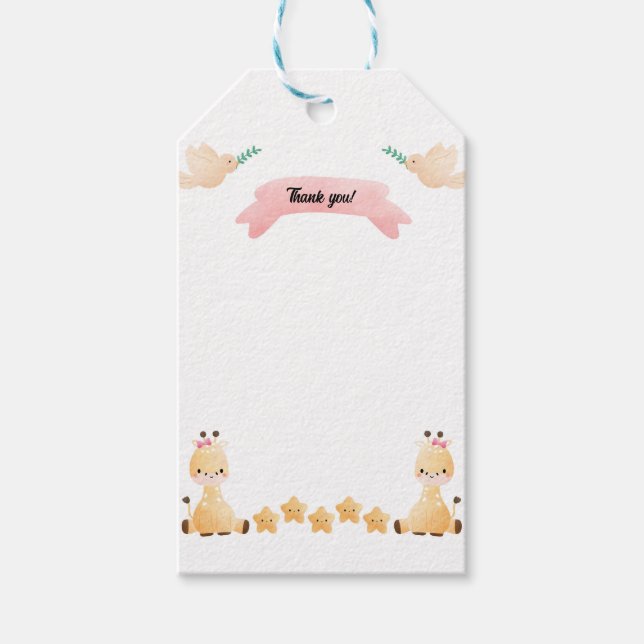 Étiquettes-cadeau Balise de Merci de Giraffe Bébé mignonne (Devant)