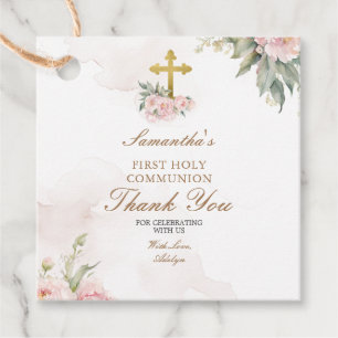 Étiquettes Cadeau Balise de Merci de la Sainte Communion rose