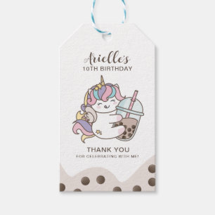 Étiquettes-cadeau Balise de Merci de thé au lait mignon Unicorn & Bo