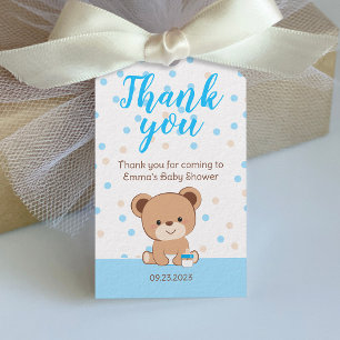 Étiquettes-cadeau Balise de Merci d'ours pour bébé mignonne (bleu)