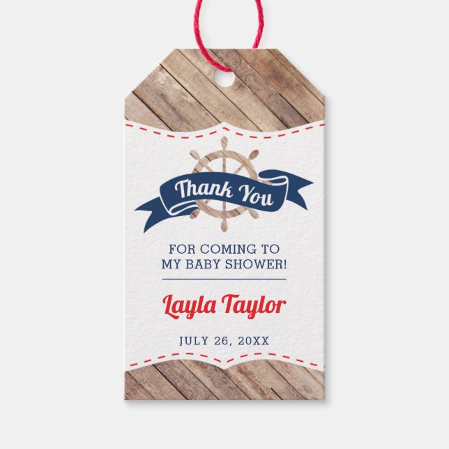 Étiquettes-cadeau Balise de Merci nautique, Ancre (Devant)