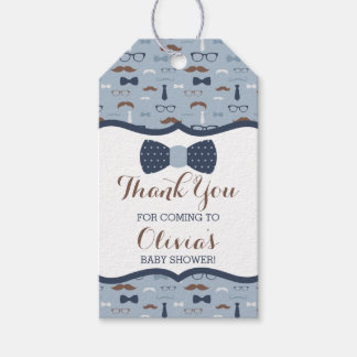 Étiquettes-cadeau Balise de Merci petit homme, Bleu, Brown, Cravate 