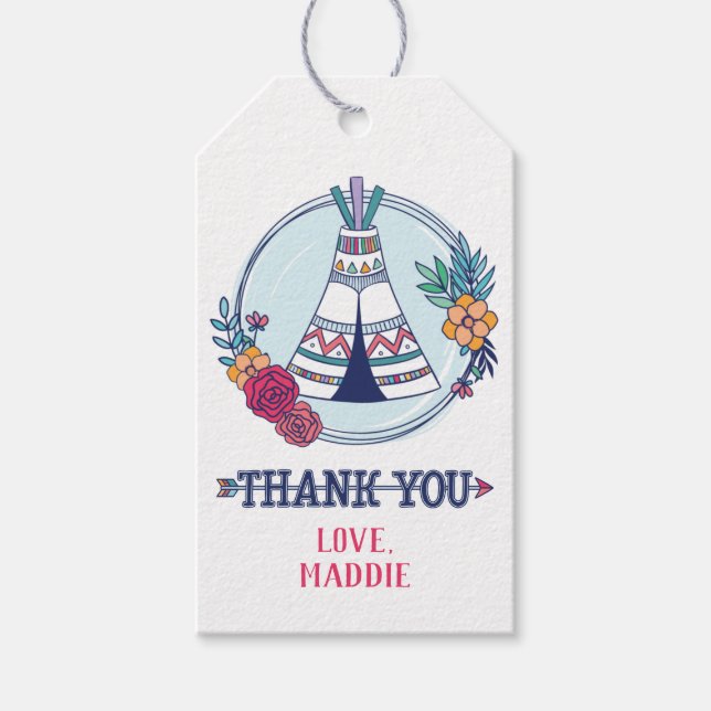 Étiquettes-cadeau Balise de Merci tribal mignon Boho (Devant)