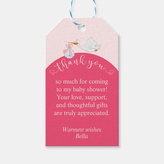 Étiquettes-cadeau Balise de préférence Baby shower rose (Devant)