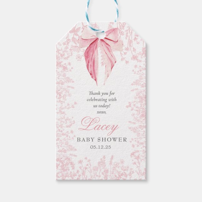 Étiquettes-cadeau Balise de préférence Bow rose (Devant)