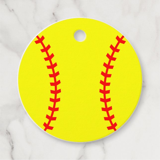 Étiquettes Cadeau Balise de préférence de softball, Balise d'anniver (Devant)