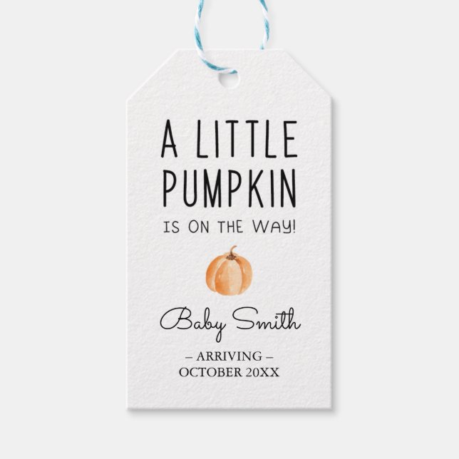 Étiquettes-cadeau Balise de préférence du Baby shower citrouille (Devant)