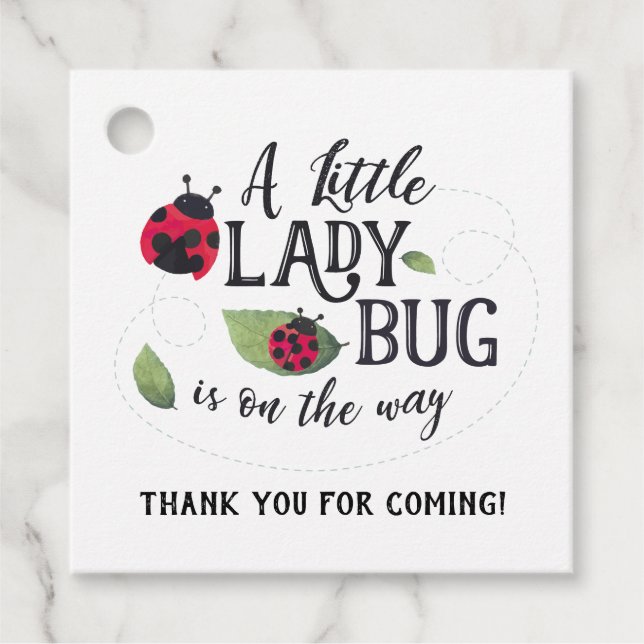 Étiquettes Cadeau Balise de préférence du Baby shower Little Ladybug (Devant)