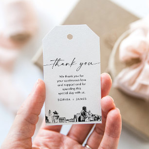 Étiquettes-cadeau Balise de préférence du Merci Mariage Skyline de H