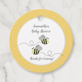 Étiquettes Cadeau Balise de préférence ronde Gris et Jaune Bumble Be