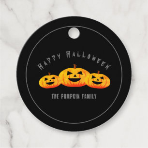 Étiquettes Cadeau Balise de préférence ronde trio Citrouille Hallowe