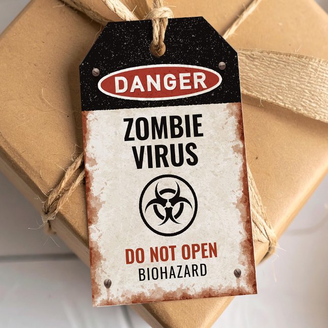 Étiquettes-cadeau Balise de préférence virus Zombie avec signe de da (Créateur téléchargé)