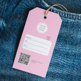 Étiquettes-cadeau Balise de prix rose du code QR modifiable du logo 