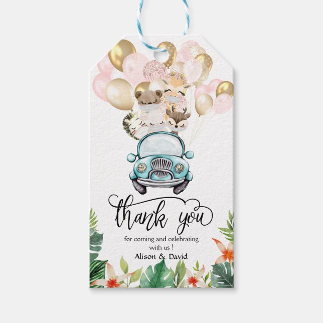 Étiquettes-cadeau Balise de traitement de quarantaine du baby shower (Devant)