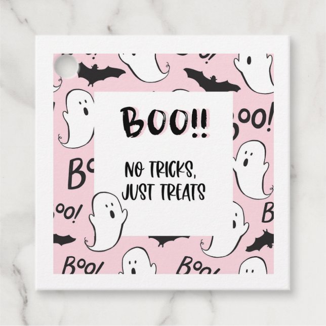 Étiquettes Cadeau Balise de traitement du fantôme d'Halloween (Devant)