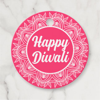 Étiquettes Cadeau Balise de voeux Diwali Rose Rangoli
