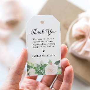 Étiquettes-cadeau Balise DEVON Green Succulent Blush Floral Favorise