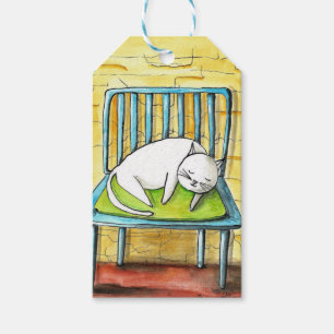 Étiquettes-cadeau Balise d'impression de chat d'art populaire, Balis