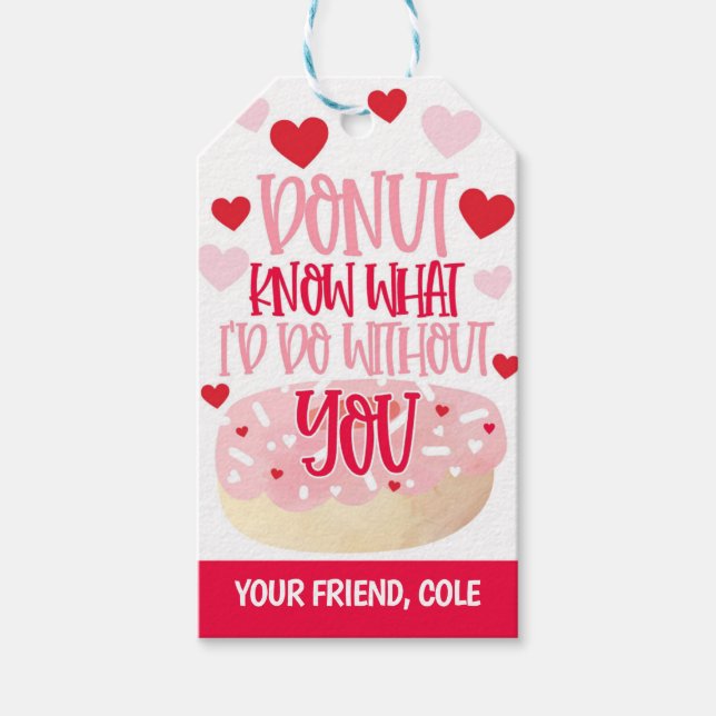 Étiquettes-cadeau Balise Donut Valentine Favor (Devant)