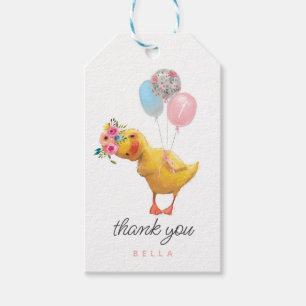 Étiquettes-cadeau Balise Duck Gift, Floral Duckling Anniversaire Fav
