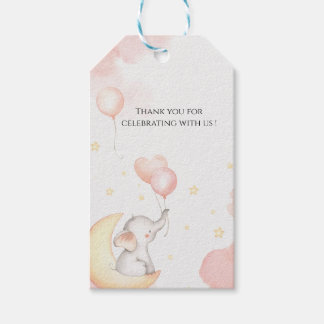 Étiquettes-cadeau Balise Eléphant rose
