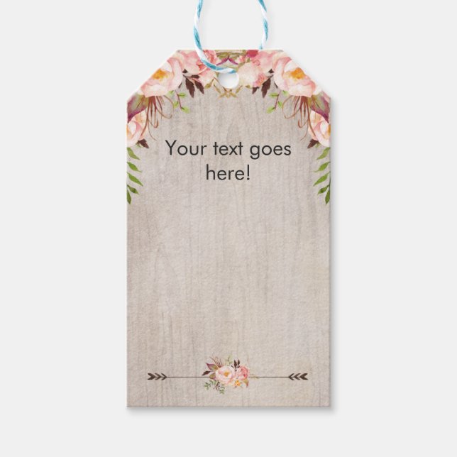 Étiquettes-cadeau Balise en faveur du boho floral vierge (Devant)