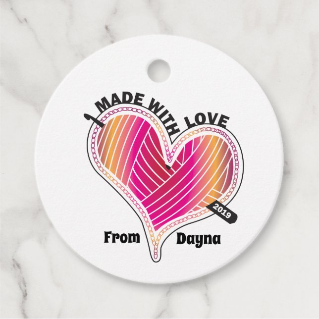 Étiquettes Cadeau Balise Fabriqué avec amour 01 (Devant)