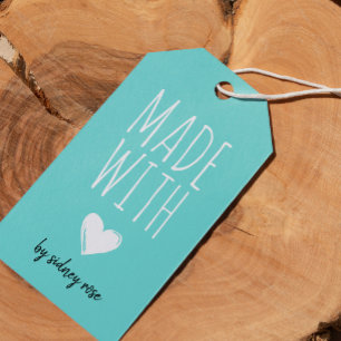Étiquettes-cadeau Balise Fabriquée avec amour Coeur Robin Oeuf Bleu 